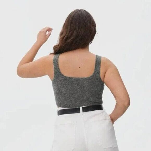 *2/$25* Everlane Crop Tank Womens Small Gray Yak Wool Blend Cozy Stretch Knit - Picture 2 of 7